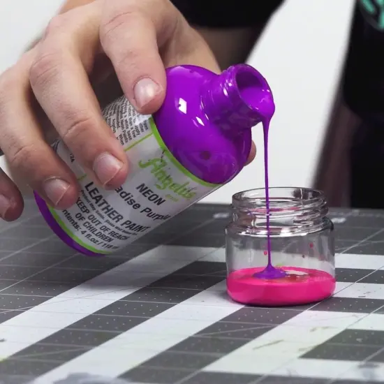 4oz Neon Leather Paint 6 Pack Starter Acrylic Paint Kit Set {3}