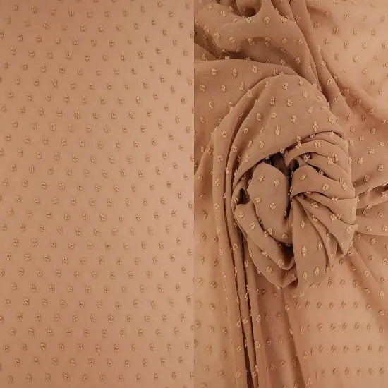 1 Yard Lightweight Swiss Dot Chiffon Fabric Solid Woven Sheer Drapery 57/58" Width SAND {7}