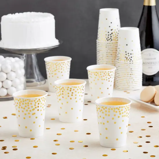 50 Pack 9oz Gold Paper Cups for Hot Drinks, Party Supplies, Weddings, Bridal Showers {4}