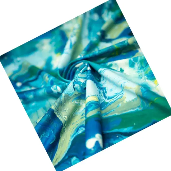Multimarble Printed EcoTechflex Recycled Polyester Spandex Fabric Diva Blue/L {6}