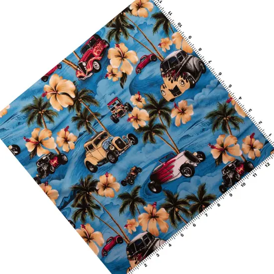 Hawaiian Hot Rods Printed Spandex Fabric {5}