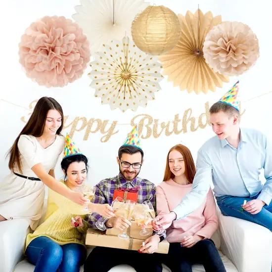 21pcs -Champagne-Gold Beige Fall Boho Birthday Party-Decorations {5}