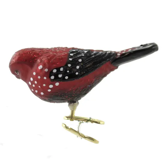 Old World Christmas 3.5 Inch Strawberry Finch Clip-On Tree Ornament , Colorful Plumage Red {2}