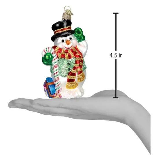 Old World Christmas 4.25 In Candy Cane Snowman Tree Ornament , Ornament Snowman White {2}