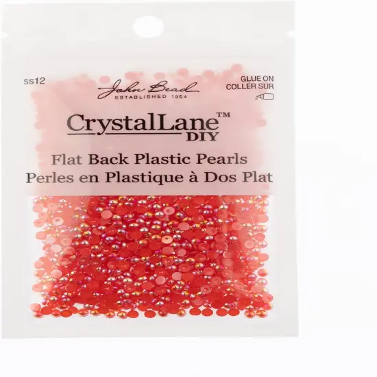 Crystal Lane DIY SS12(3mm) Plastic Pearl Flatback Rhinestones, 1850pcs Red AB {3}