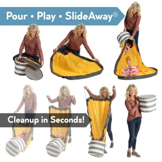 Creative QT SlideAway Toy Storage Organizer & Play Mat for Kids Ages 3-14 - Organizer Storage Bin - Kids Toy Box for Boys & Girls - Playroom Bin for Kid Rooms, Classrooms, Teachers - Grey {2}