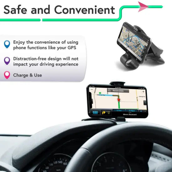 Car Phone Holder Mount for Car Dashboard Dash HUD, Cell Phone Clip for iPhone 12 11 Pro Max XS XR Mini Samsung Galaxy Mobile Black {2}