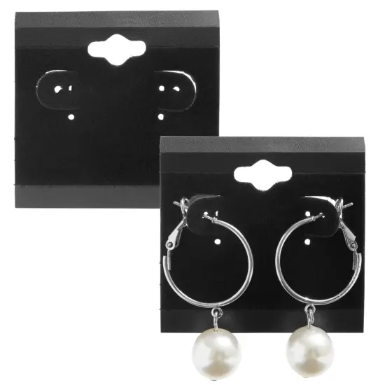 100 Pack Earring Cards - Jewelry Holder - Black Velvet Hanging Earrings, Ear Studs Display Card (2 x 2 Inch) {6}