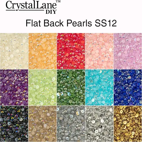 Crystal Lane DIY SS12(3mm) Plastic Pearl Flatback Rhinestones, 1850pcs Red AB {6}