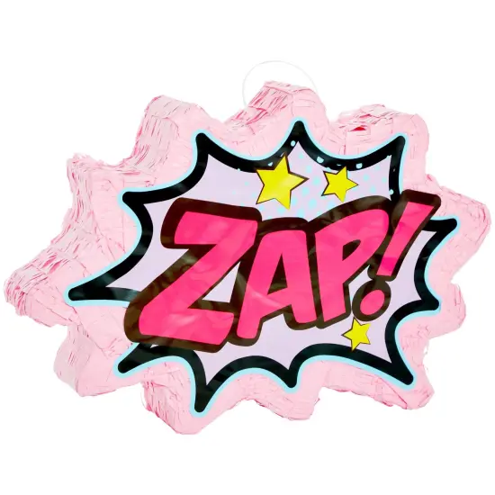 Pink Comic Book Zap Pinata for Girls, Superhero-Themed Supplies and Decorations (17x11.2 in) {1}