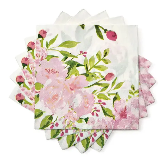BLUE PANDA 150 Pack Pink Floral Paper Napkins, 13x13 Inches Flower Napkins, Ideal for Bridal Shower, Birthday & Spring Tea Party {3}