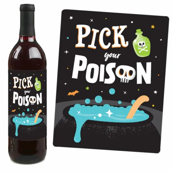 Big Dot of Happiness Here for the Boos Wine Labels, Ghost Halloween Party Decorations for Women & Men, Halloween Wine Bottle Label Stickers - Set of 4 {4}