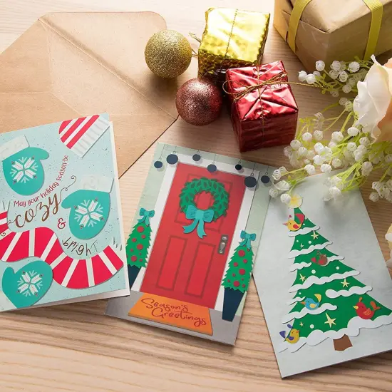 Sustainable Greetings 48 Pack Christmas Cards with Envelopes, 4x6 Bulk Set Festive Holiday Cards, Blank Inside, 6 Cozy Designs Multicolor {4}