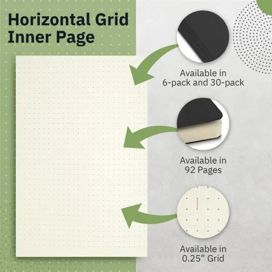 6 Pack A5 Dotted Softcover Notebooks, 92 pages, 8.2" x 5.5", Writing Journal for Work, Travel, Business, School & More, Grid Notebook for Men & Women - Brown {5}