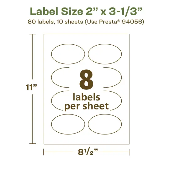 Avery Recycled Matte White Labels,2" x 3-1/3" Oval {5}