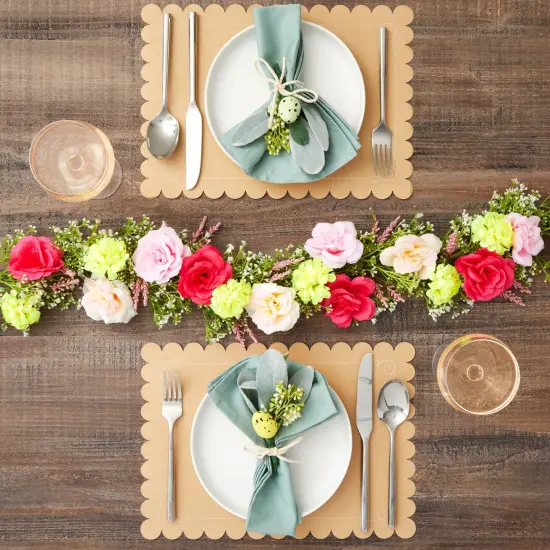 100 Pack Disposable Scalloped Kraft Paper Placemats for Dining Table, Wedding, Party (Brown, 10x14 In) {3}