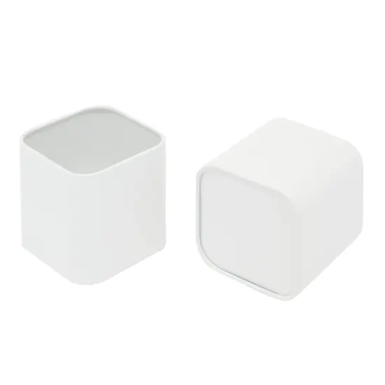 Coffee Tea Sugar Container Set - White Iron Kitchen Canister Set with Bamboo Lids (3 Pieces, 48 oz) {6}