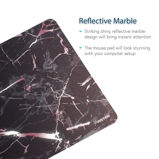 Insten Marble Laptop Computer Mouse Pad Mat High Quality Ultra Thin Reflective Non Slip- Black/Rose Gold {5}
