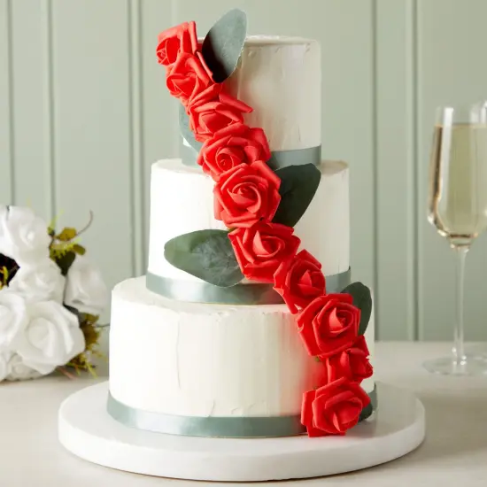 200 Pack Red Roses Artificial Flowers Bulk, 2 Inch Stemless Fake Red Flower Heads for Decorations, Bridal Shower, Wedding {3}