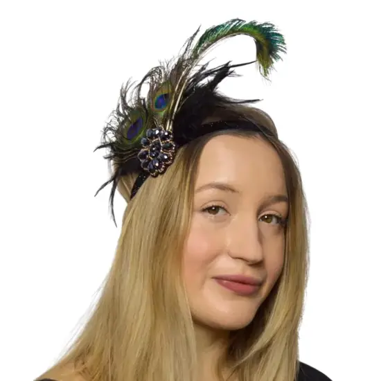 Peacock Feathers Adult Costume Headband | Blue and Green {1}