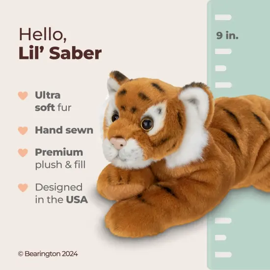 Bearington Lil' Saber Small Plush Stuffed Animal Tiger, 9 inches, For Ages 3-14 Brown {2}