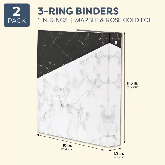 Paper Junkie Planner Binder (10 x 11.5 in, Marble Design, 3-Rings, Pack of 2) White {2}