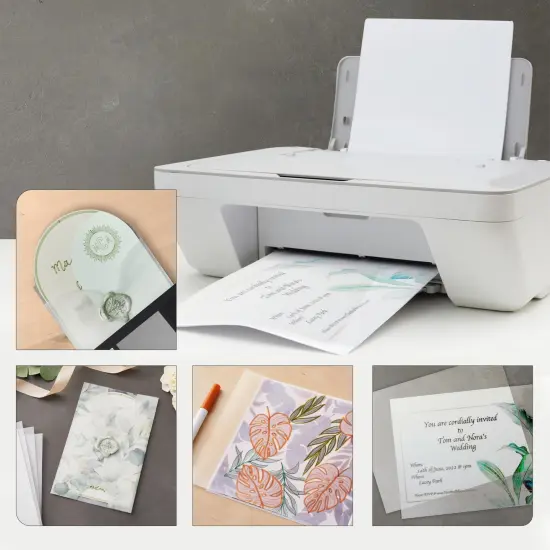 100 Sheet Translucent Vellum Paper, Traceable & Printable, 8.5" x 11" Inkjet & Laser Printer Compatible, 93gsm Sheets for Invitation, Sketching & Card Overlays White {3}