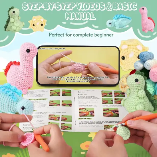 4 Pack Dinosaurs Crochet Kit (40%+ Yarn) {3}