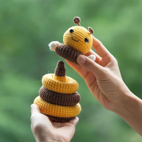 Crochet Kit for Beginners, 1 Bee Designs, Crochet Starter Kit with Step-by-Step Video Tutorials, Yarns, Hooks, Instruction, and Accessories to Make Crochet Bee {5}