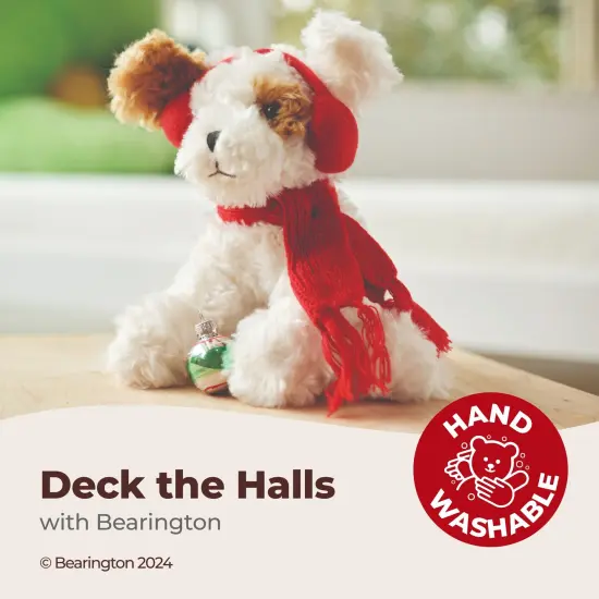 Bearington Chilly The Stuffed Dog, Small Christmas Stuffed Animals, 7.5 In White Dog Animal, Ideal Holiday Animal Gift for Toddlers, Kids & Teens, For Ages 3-14 Red {3}