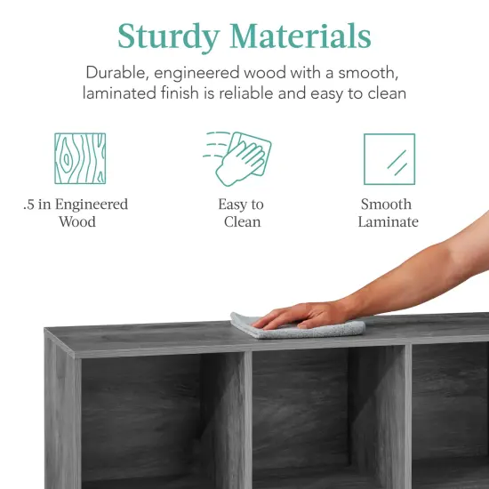 Best Choice Products 6-Cube Bookshelf, 13.5in Display Storage System, Organizer w/ Removable Back Panels Dark Gray {6}