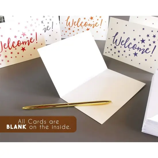 36 Pack Bulk Welcome Cards with Envelopes for Guests, Employees, Business, Star Pattern Design, Blank Interior (4x6 In) White {5}