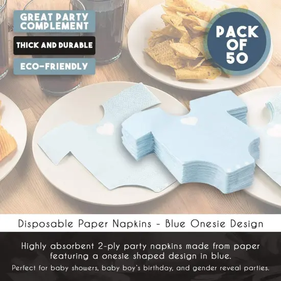 Baby Shower Pajama Theme Napkins (Blue, 50-Pack) {3}