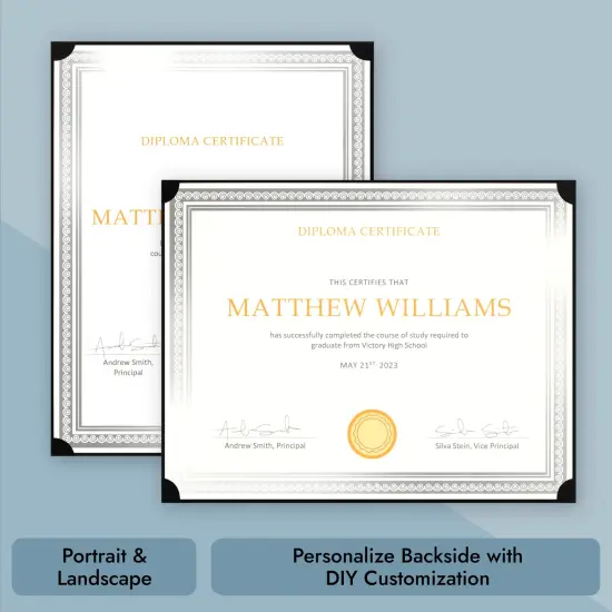 24-Pack Single Sided Award Certificate Holders - Bulk Certificate Holders for Graduation, Diploma, Employee Appreciation, Certification (fits 8.5x11, Black) {4}