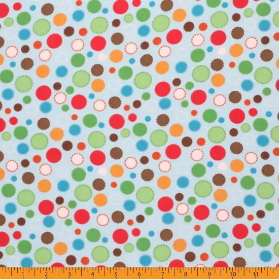 Mook Fabrics Multi Circle Flannel Fabric [43 in. Wide] - By The Yard Blue {3}