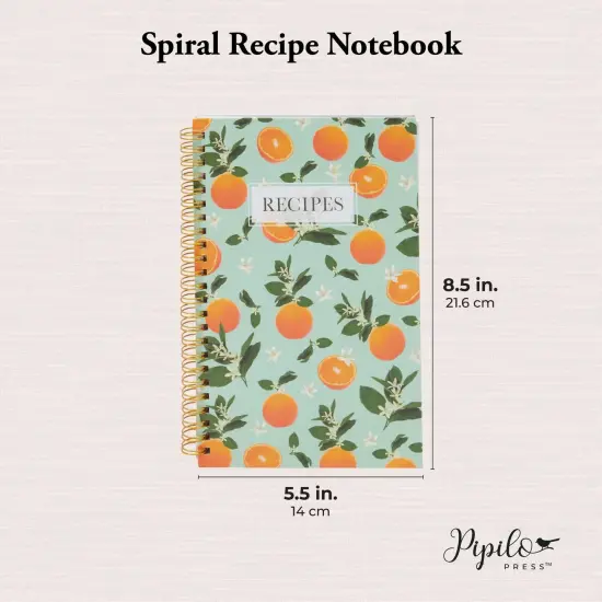 Pipilo Press Blank Recipe Book to Write in Your Own Recipes, 120 Pages, 8 Sections, Floral and Orange Theme, Laminated Hardcover (5.5 x 8.5 In) {3}