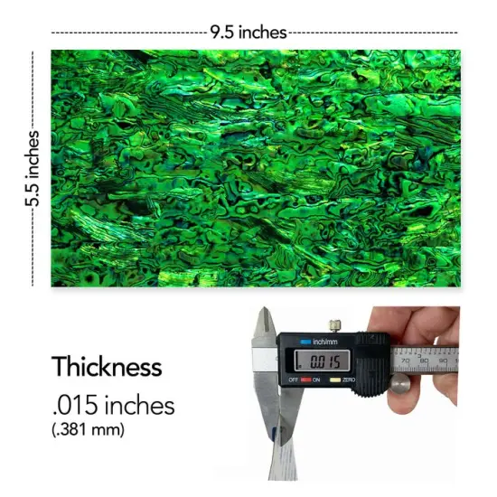 Shell Veneer, 5.5 x 9.5 inches | WMOP, BMOP, Abalone | Includes 3M Adhesive Sheet for Application, Great for Inlay Projects Emerald Green {2}