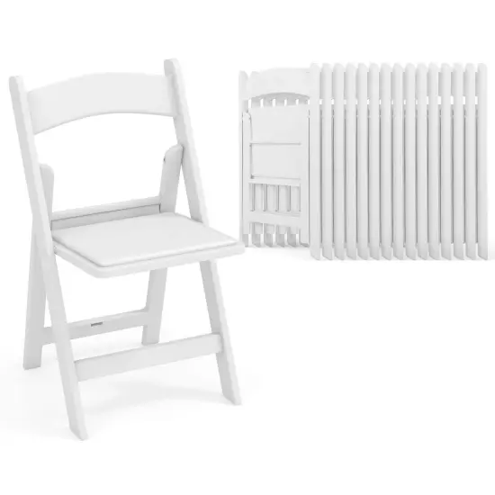 Costway 4/8/12/16/20 Pack Resin Folding Chairs with Padded Seat All-Weather Resin Frame Patio {10}