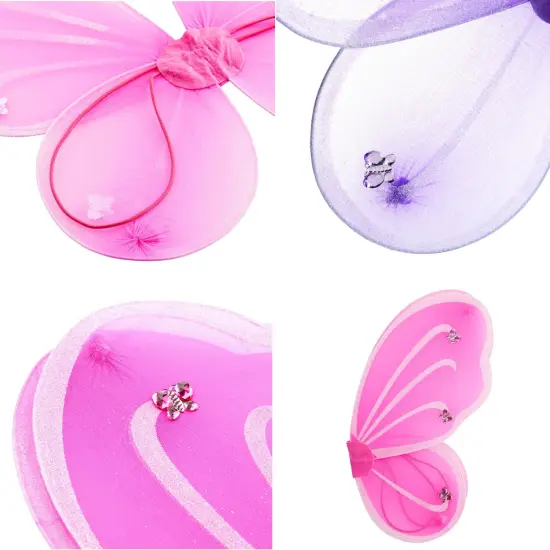 BLUE PANDA 6-Pack Fairy Wings for Girls, Butterfly Wings for Girls with Rhinestone Embellishments, Costume Fairy Wings Party Pack for Dress-Up, Halloween, (6 Vibrant Colors), For Ages 3-14 Multicolor {5}