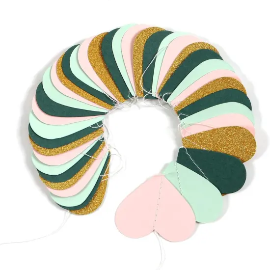 Sage-Green Mint Pink-Gold Love-Heart Garland - 52Ft Rustic Wedding Hanging Decoration Streamers Banner,Mothers Day Bachelorette Bridal Shower Engagement Party Bunting {4}