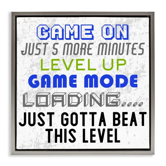 Stupell Industries Game Mode Phrases Framed Floater Canvas Wall Art Design by Kim Allen {1}