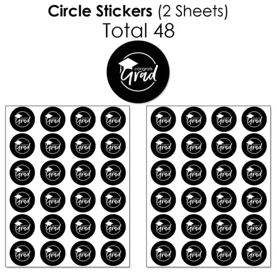 Big Dot of Happiness 2025 Black and White Graduation Party Candy Favor Sticker Kit - 304 Pieces {7}