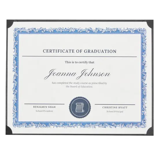 24-Pack Single Sided Award Certificate Holders - Bulk Certificate Holders for Graduation, Diploma, Employee Appreciation, Certification (fits 8.5x11, Black) {6}