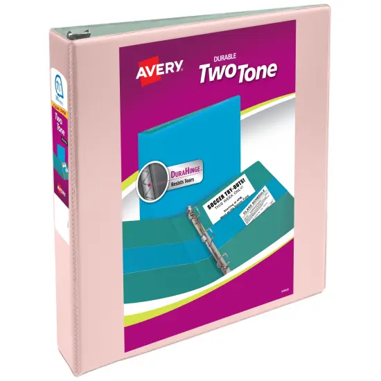 Avery Two-Tone Durable View 3 Ring Binder, 1.5 Inch Slant Rings, Blush/Sage Binder (17234) {1}