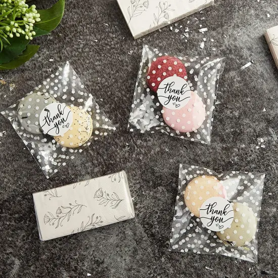 Polka Dot Goodie Bags, Thank You Stickers for Party Favors (White, 4 in, 250 Pack) {3}