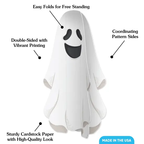 Big Dot of Happiness 3D Spooky Ghost Centerpiece Table Decorations, Freestanding Halloween Party Decor, Halloween Ghost Party Centerpieces - 8 Count {4}