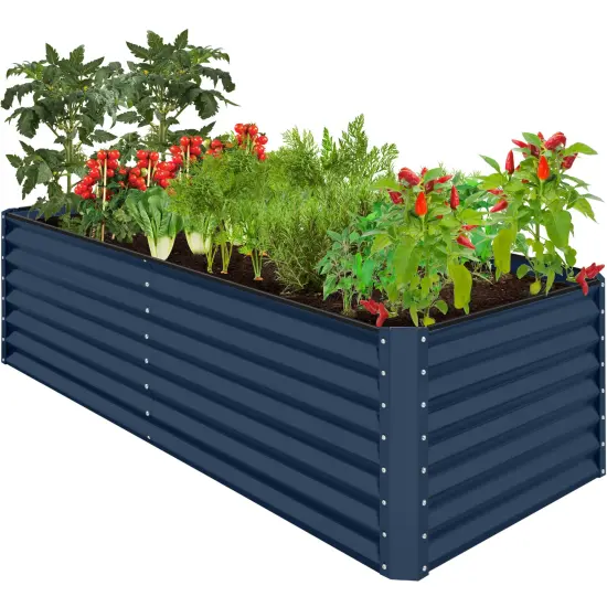 Best Choice Products 8x4x2ft Outdoor Metal Raised Garden Bed, Planter Box for Vegetables, Flowers, Herbs Navy {1}