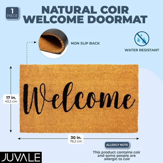 Natural Coir Doormat, Welcome Mat for Front Door (30 x 17 In) Brown {2}