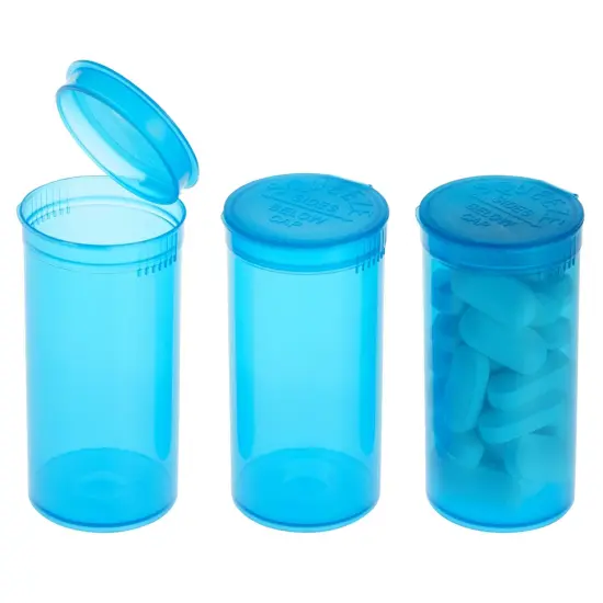 30 Pack Empty Pill Bottles with Pop Top Caps, 19 Dram Prescription Medicine Containers (Blue) {7}