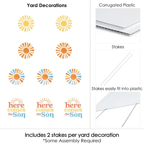 Big Dot of Happiness Here Comes the Son Outdoor Baby Shower Decorations, Retro Sun-Shaped Lawn Ornaments, Boy Boho Party Yard Signs - 10 Piece {6}
